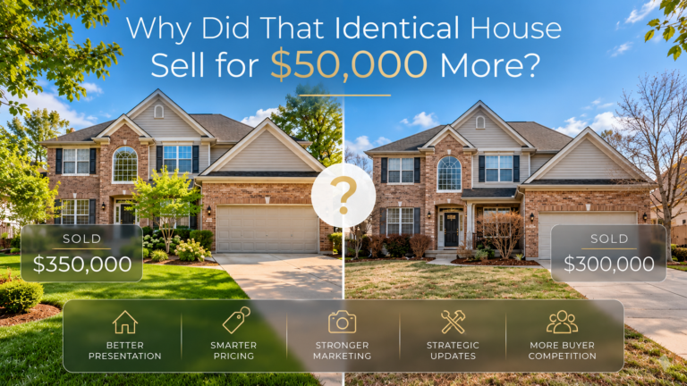 Identical house price comparison showing a $50,000 difference in Metro Detroit